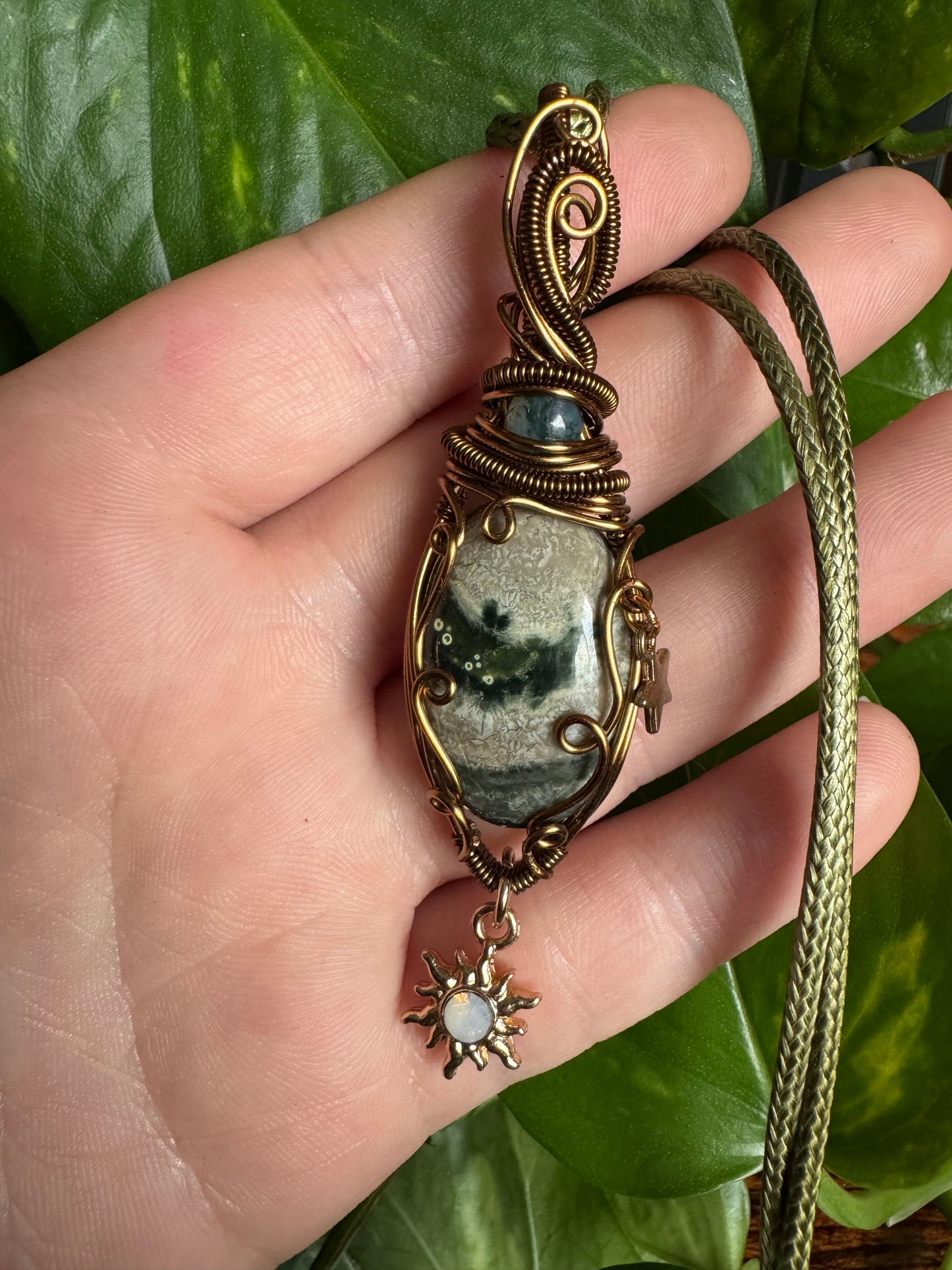 luna pendant (jasper & moss agate)