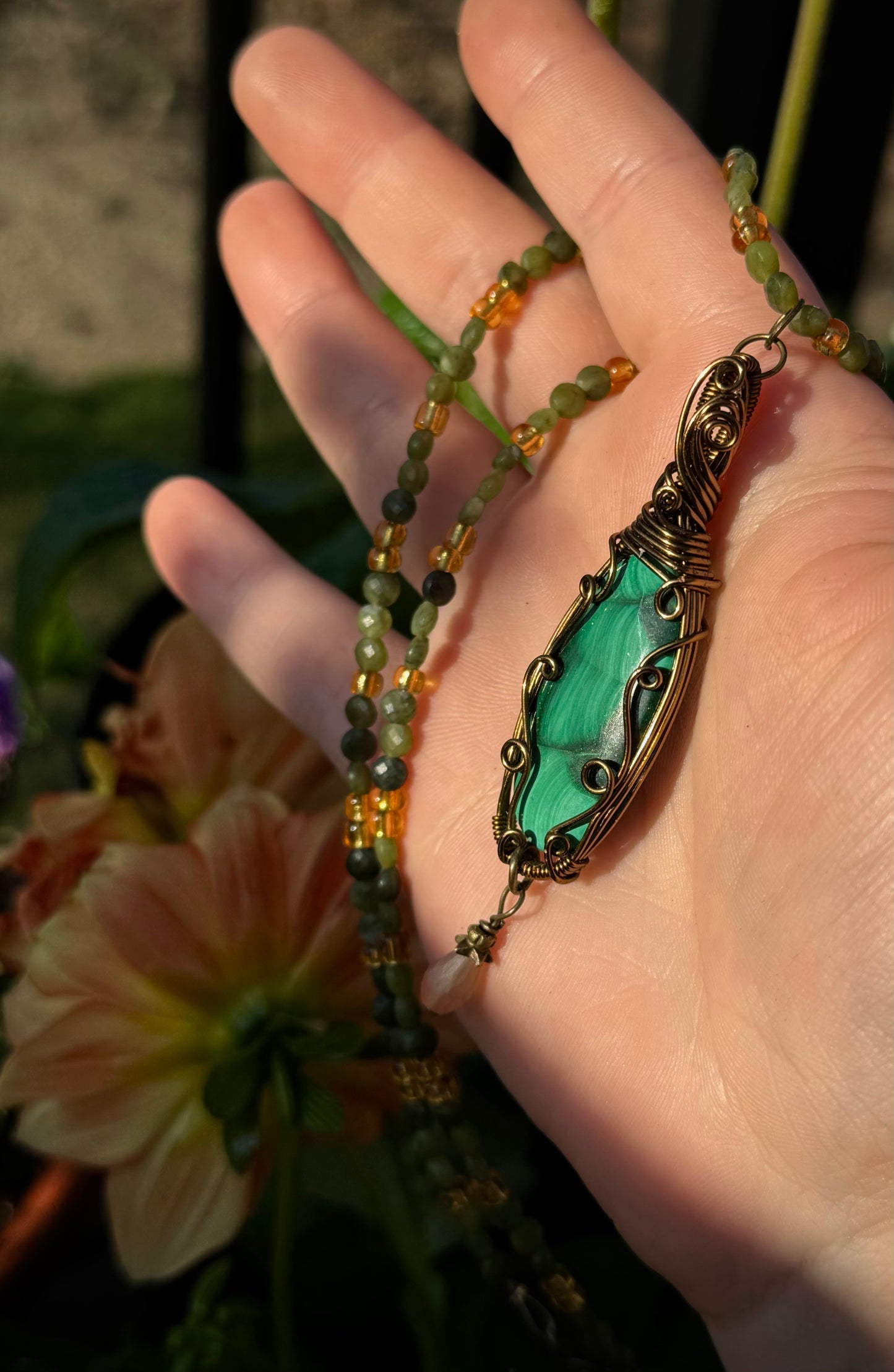 malachite stacker necklace