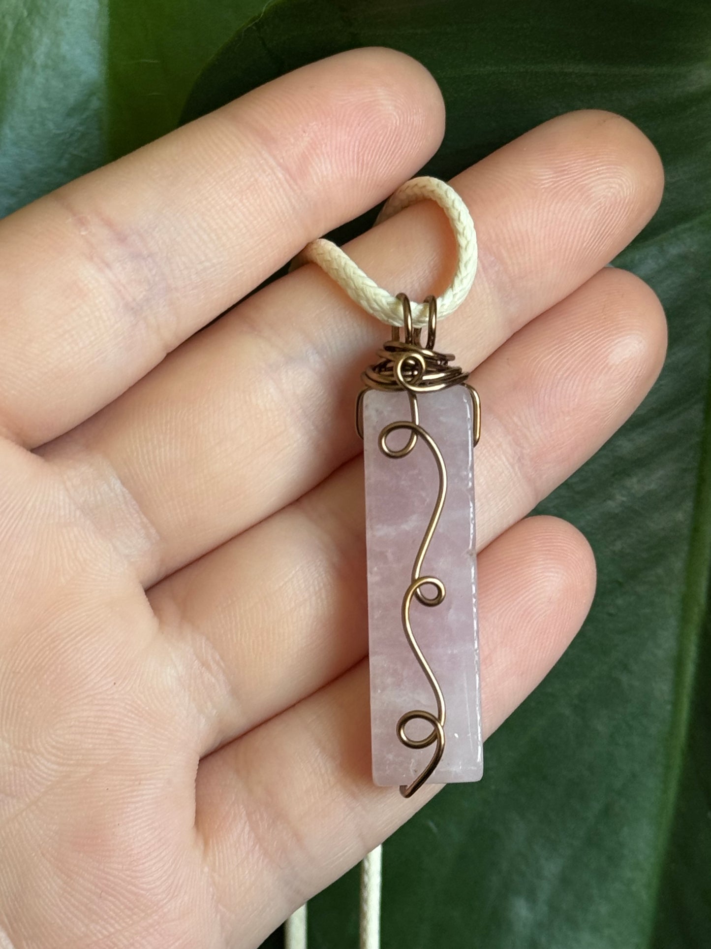 simple swirls rose quartz pendant (choose your own)