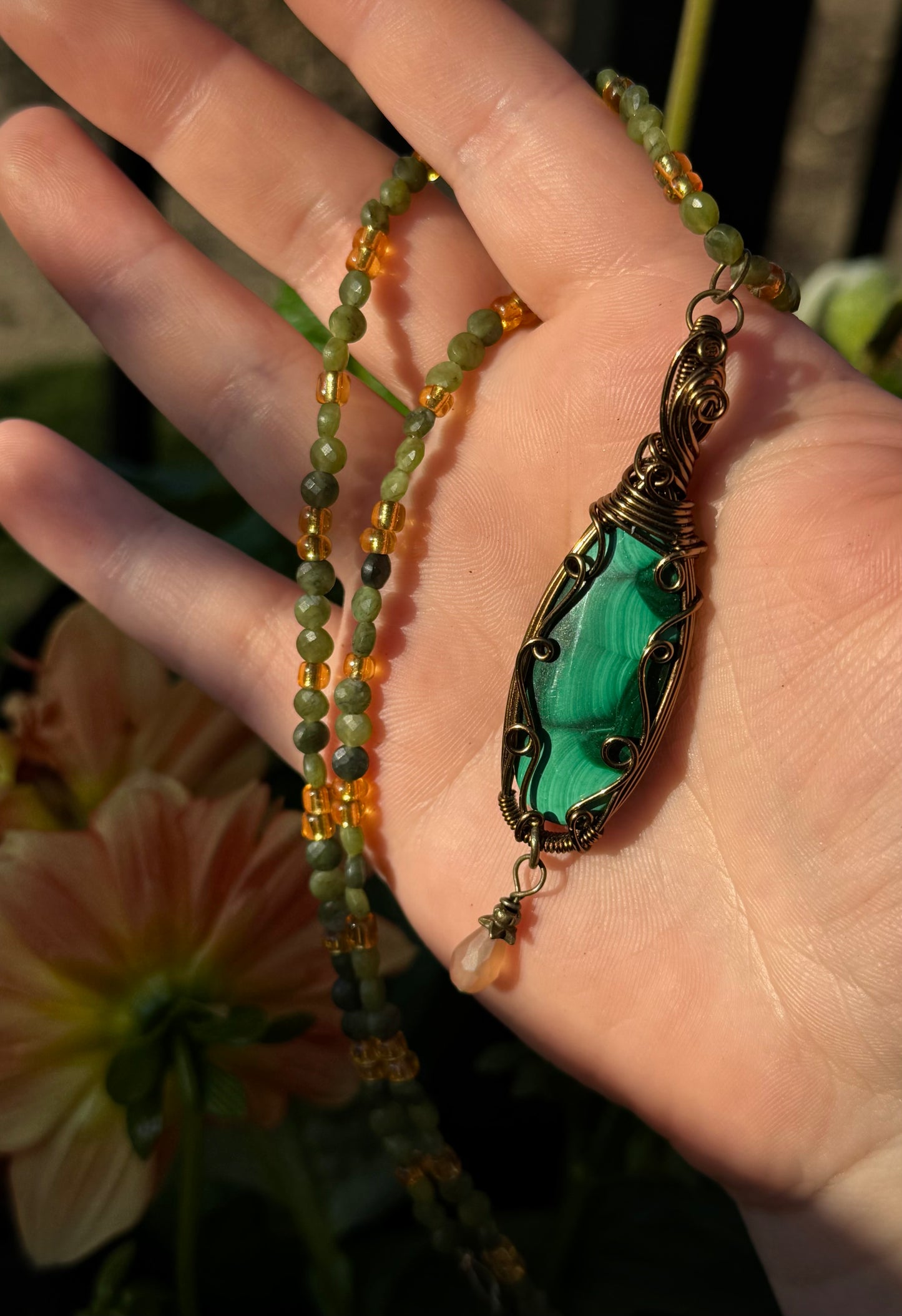 malachite stacker necklace