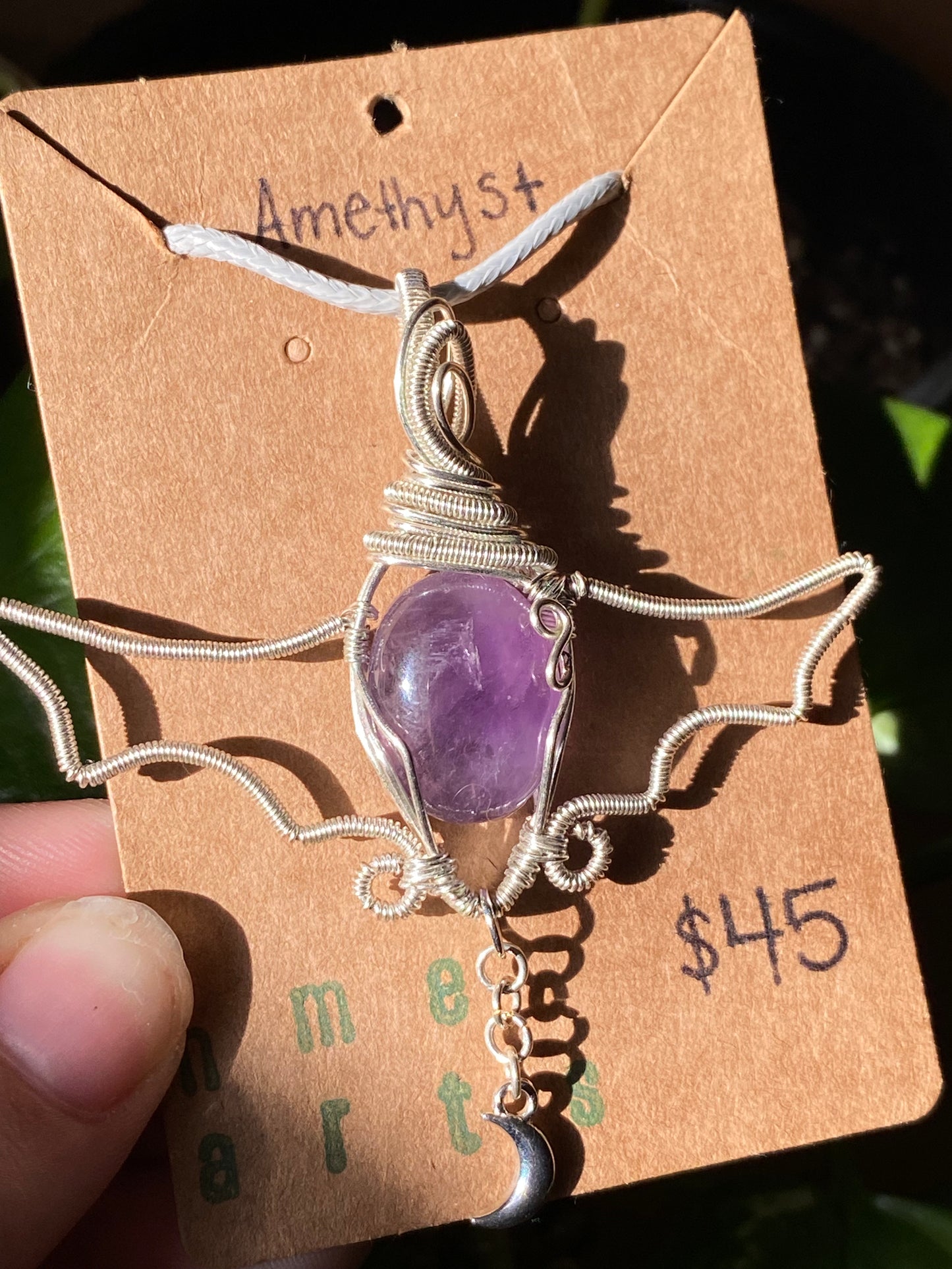 amethyst bat pendant