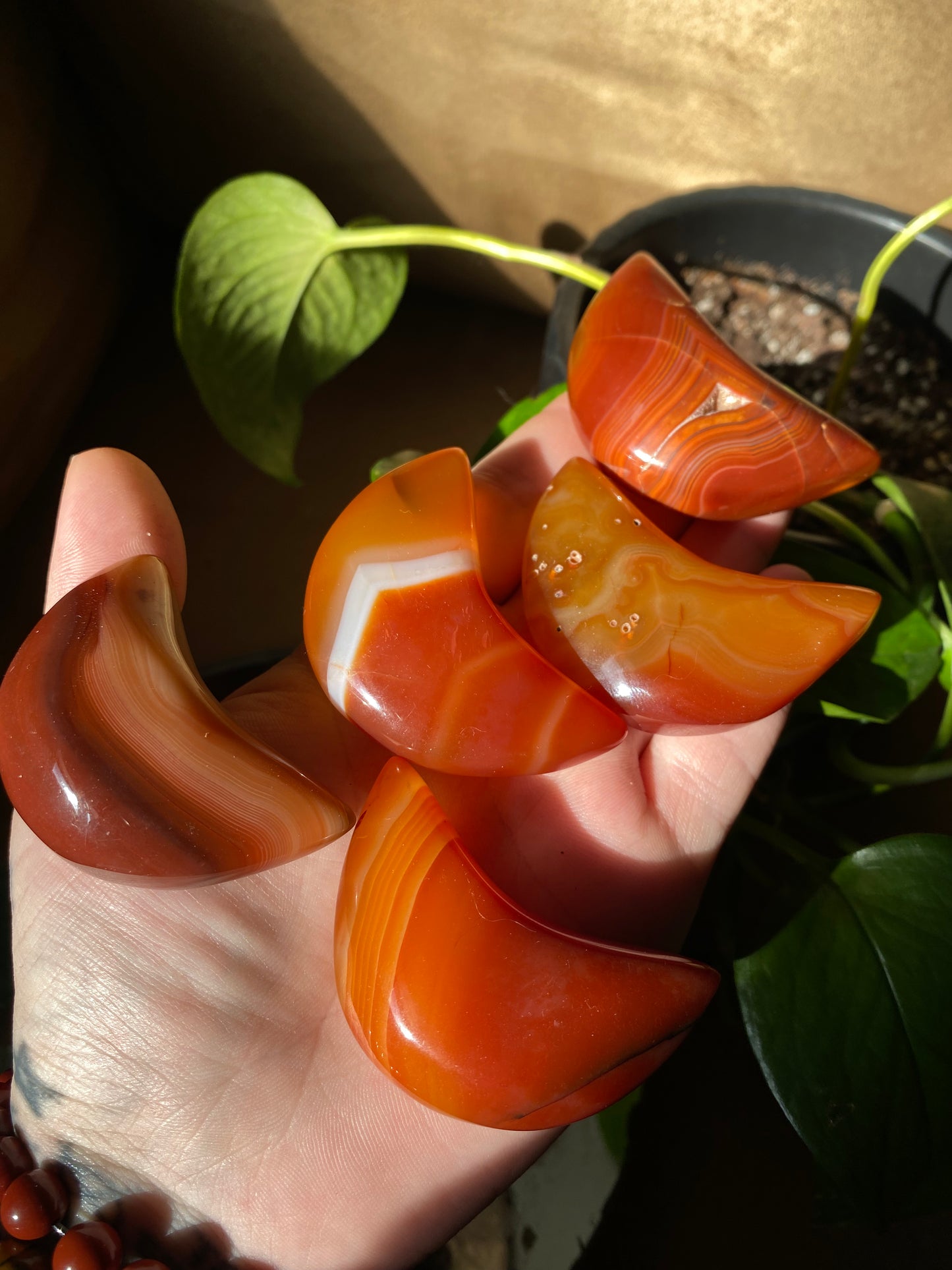 carnelian crescent moons (choose size)