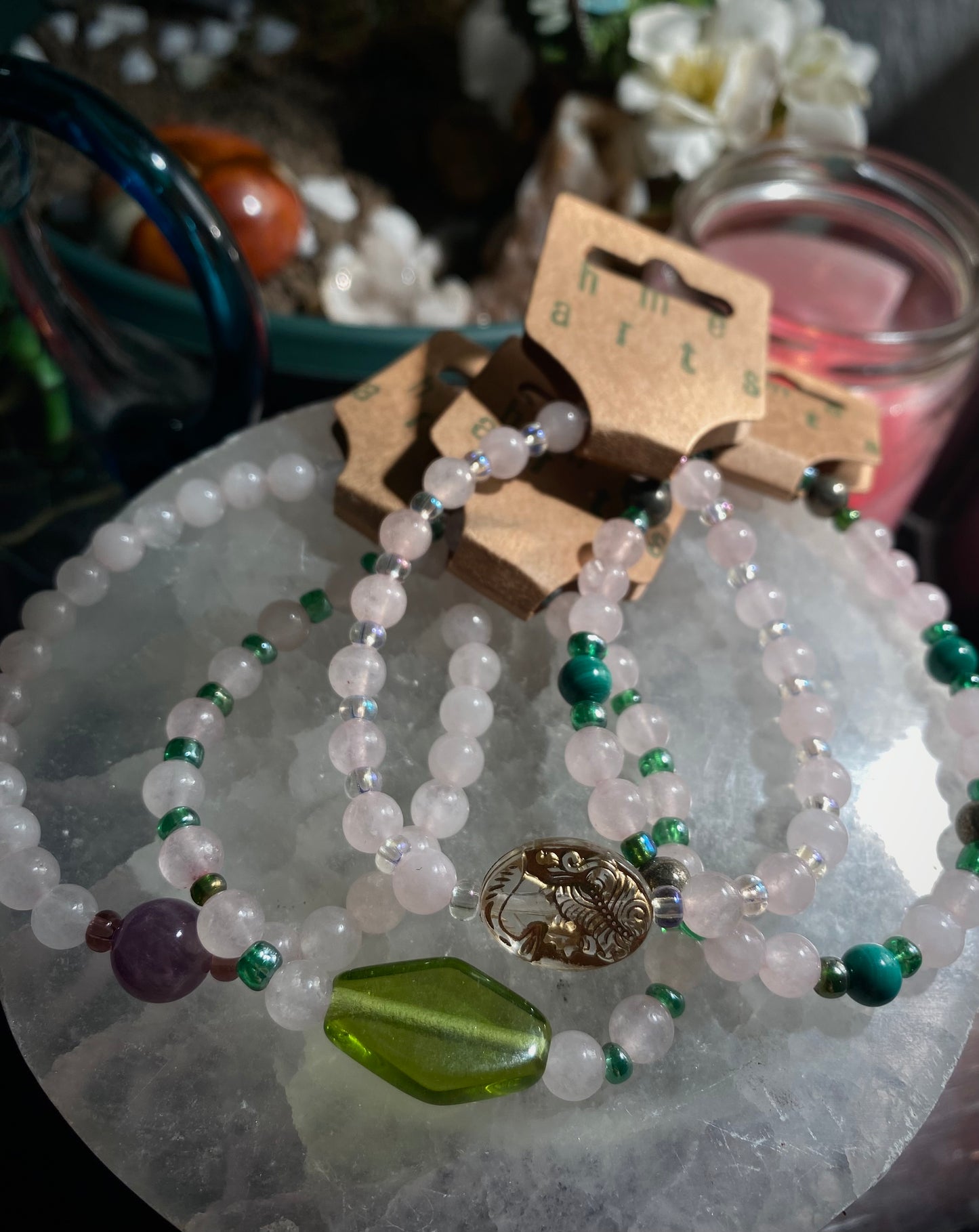 rose quartz accent bracelet (choose your own)