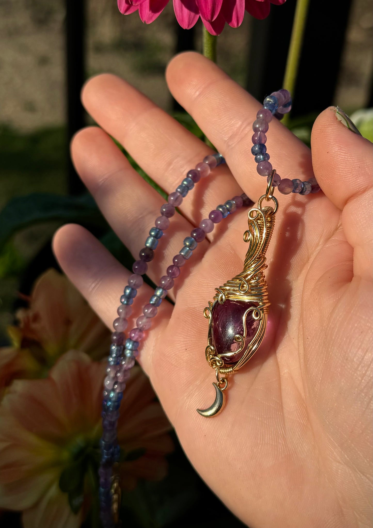 purple fluorite stacker necklace