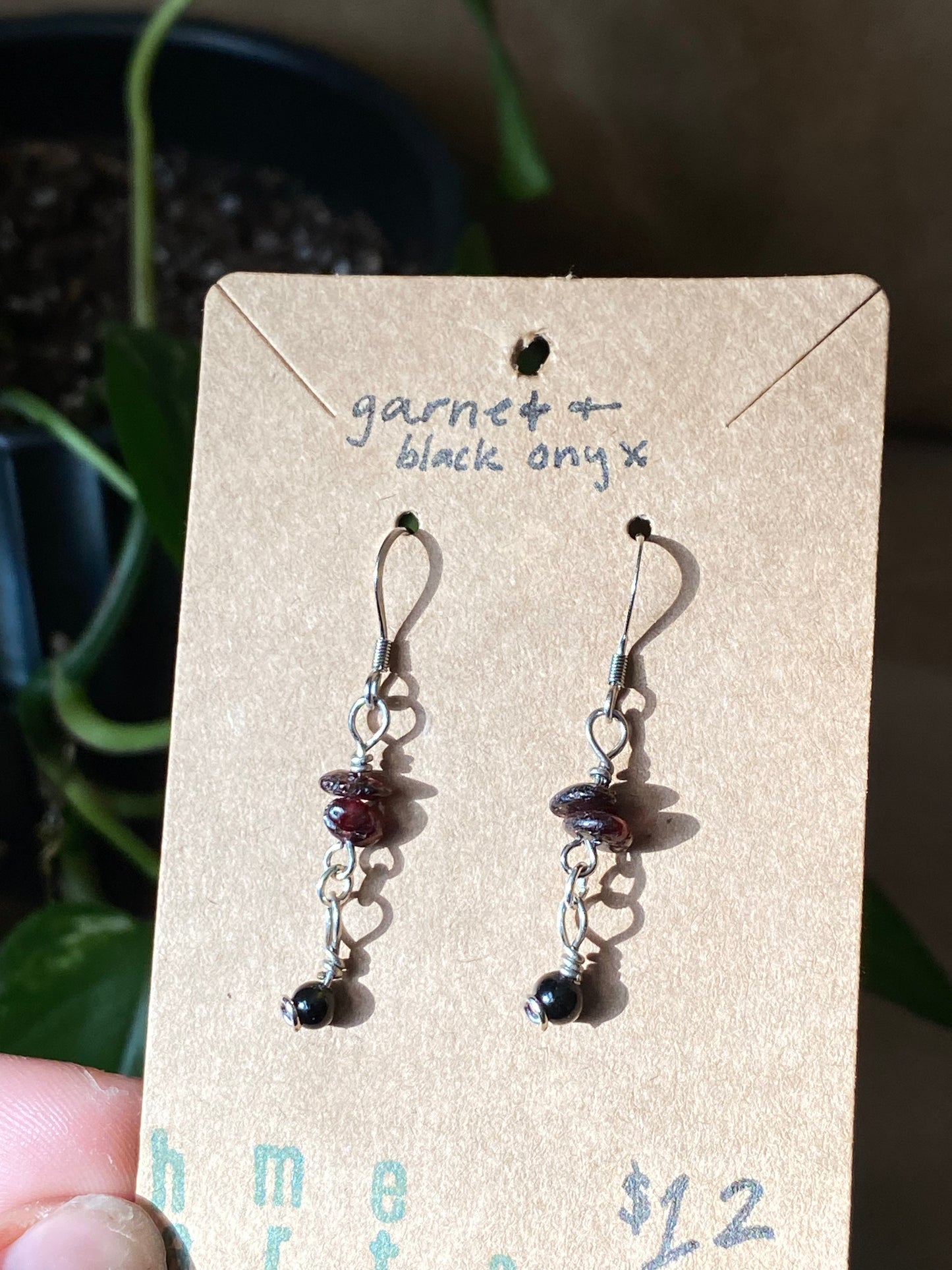 garnet and black onyx earrings