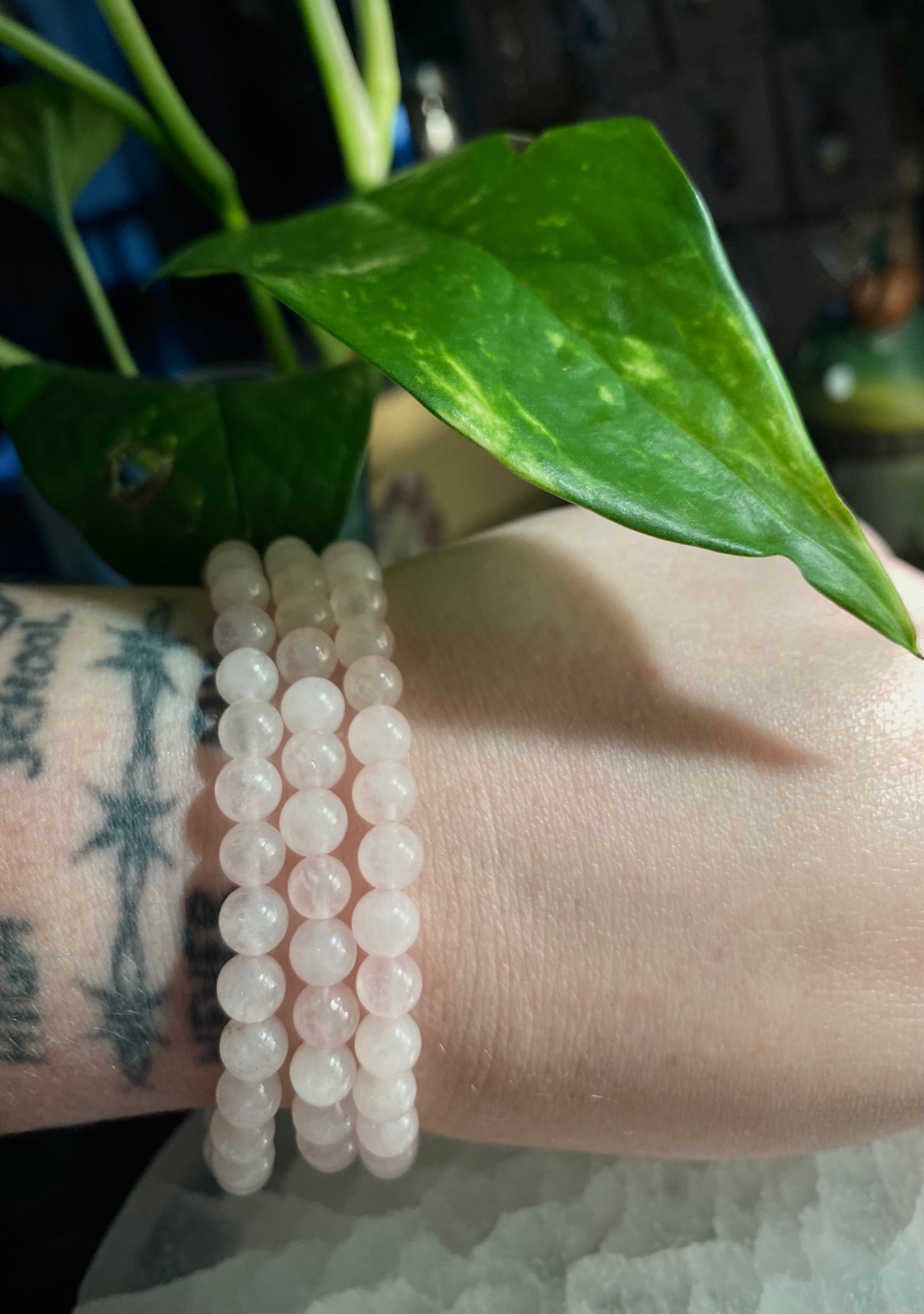 simple rose quartz bracelet