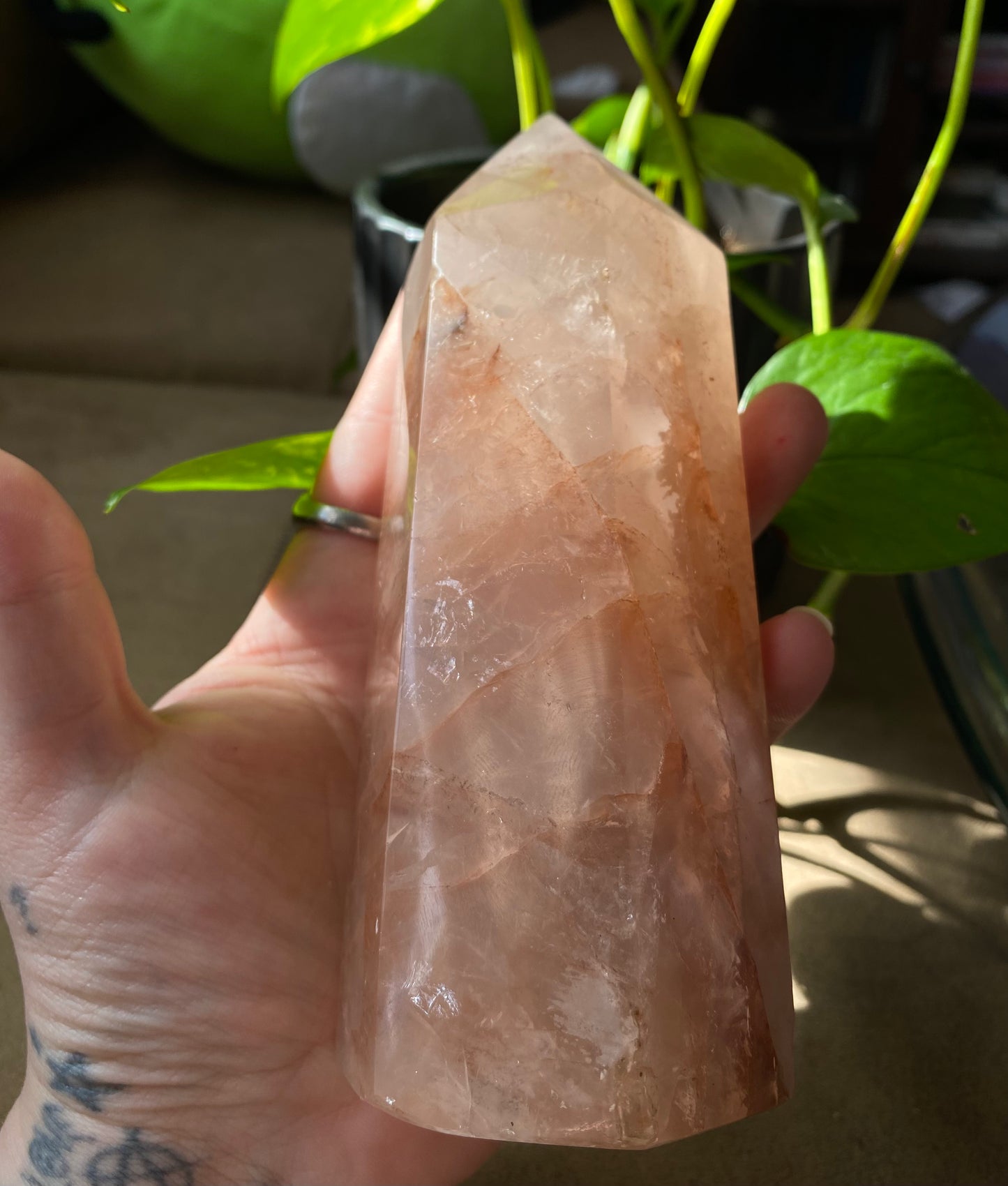 XL hematoid “fire” quartz tower (1.7lbs)