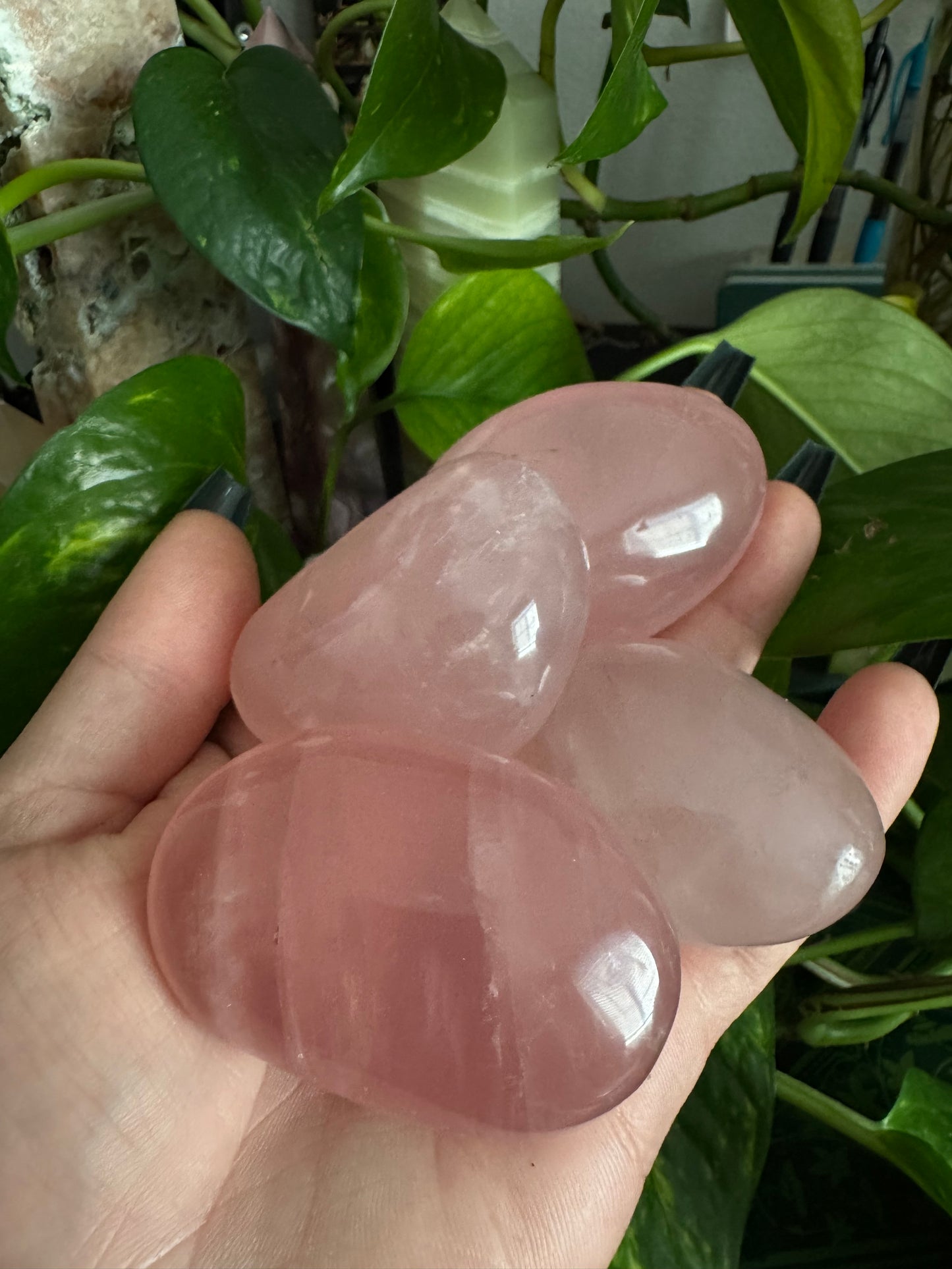 star flash rose quartz palmstone (choose your own)