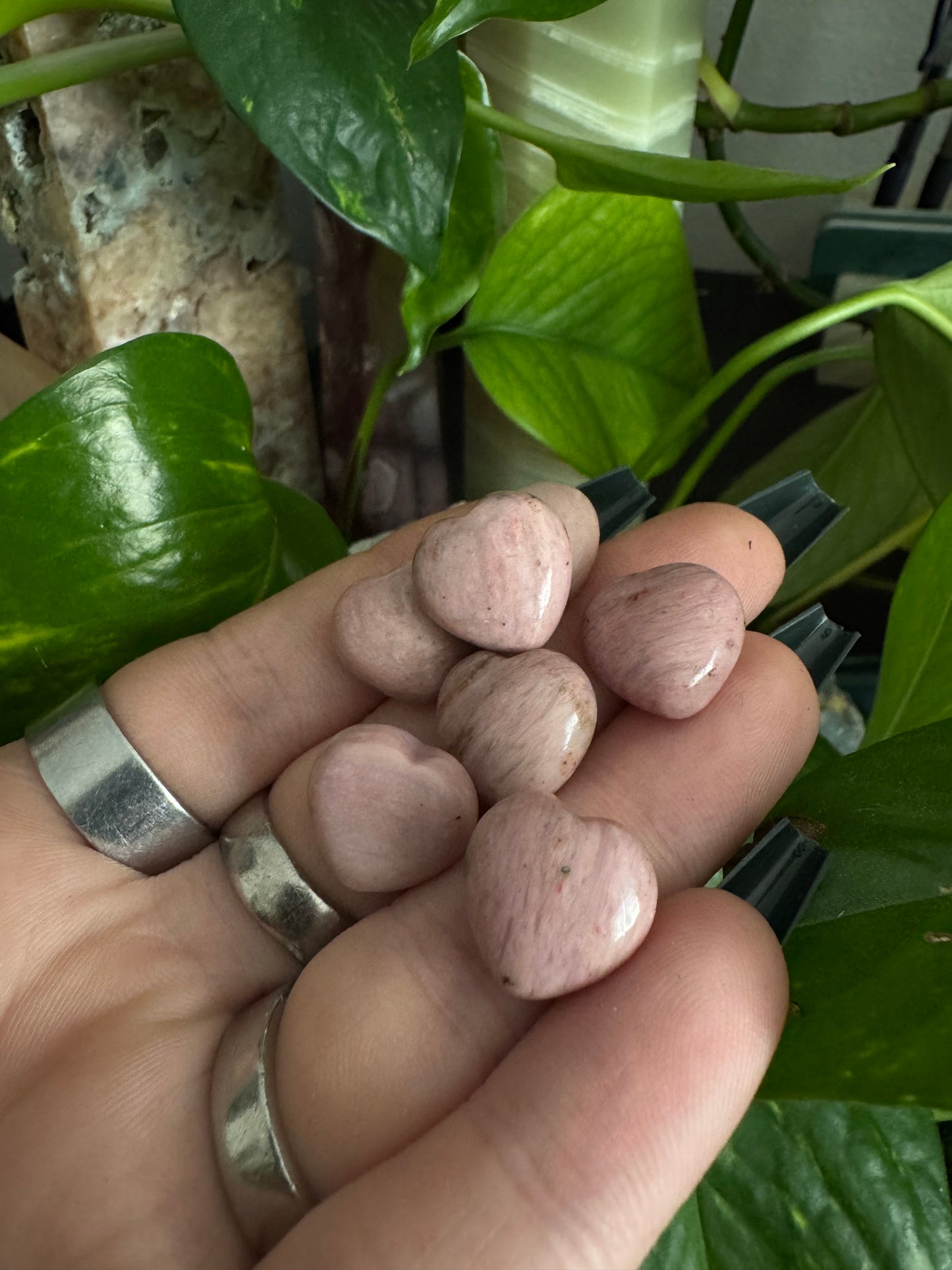 mini pink opal puffy heart