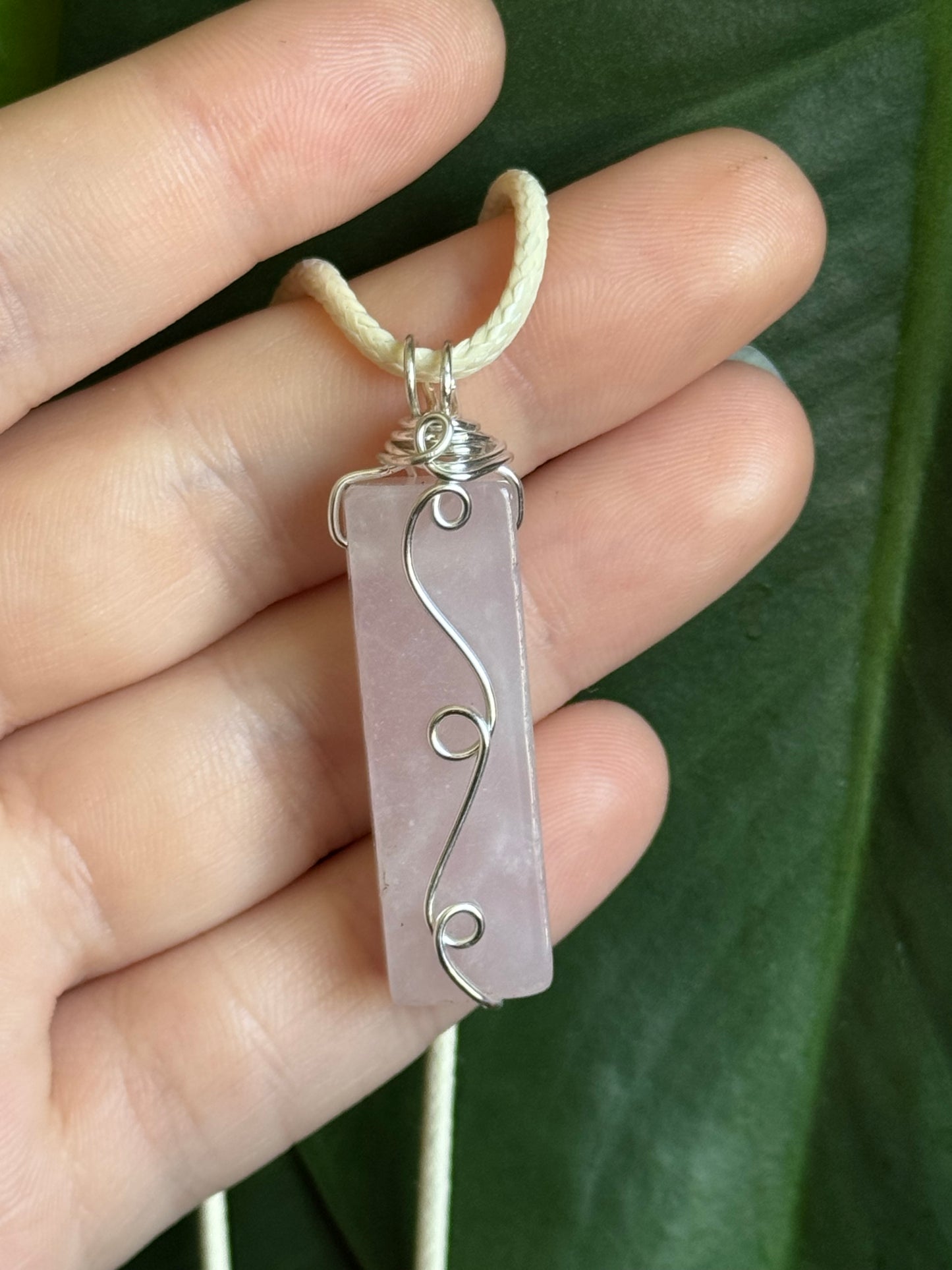 simple swirls rose quartz pendant (choose your own)