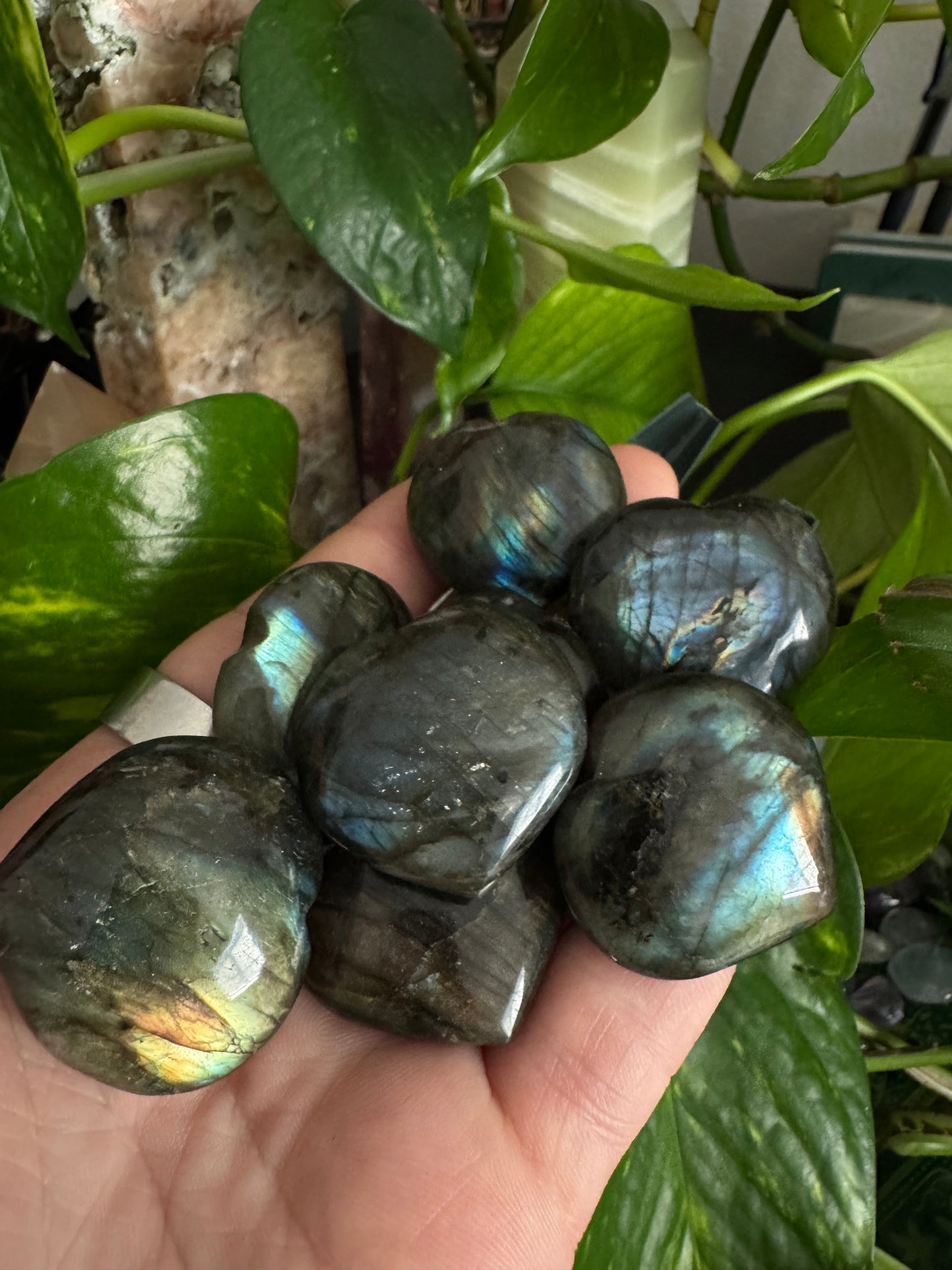 labradorite mini puffy heart (randomly chosen)