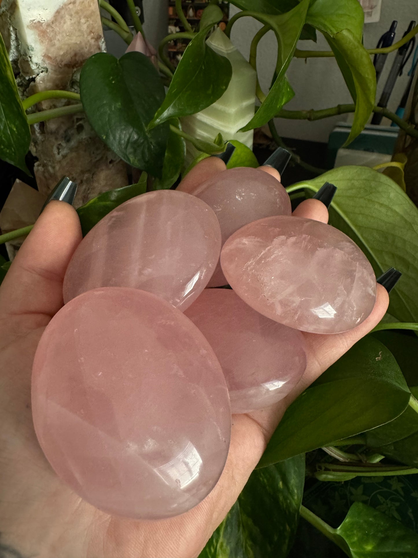 star flash rose quartz palmstone (choose your own)