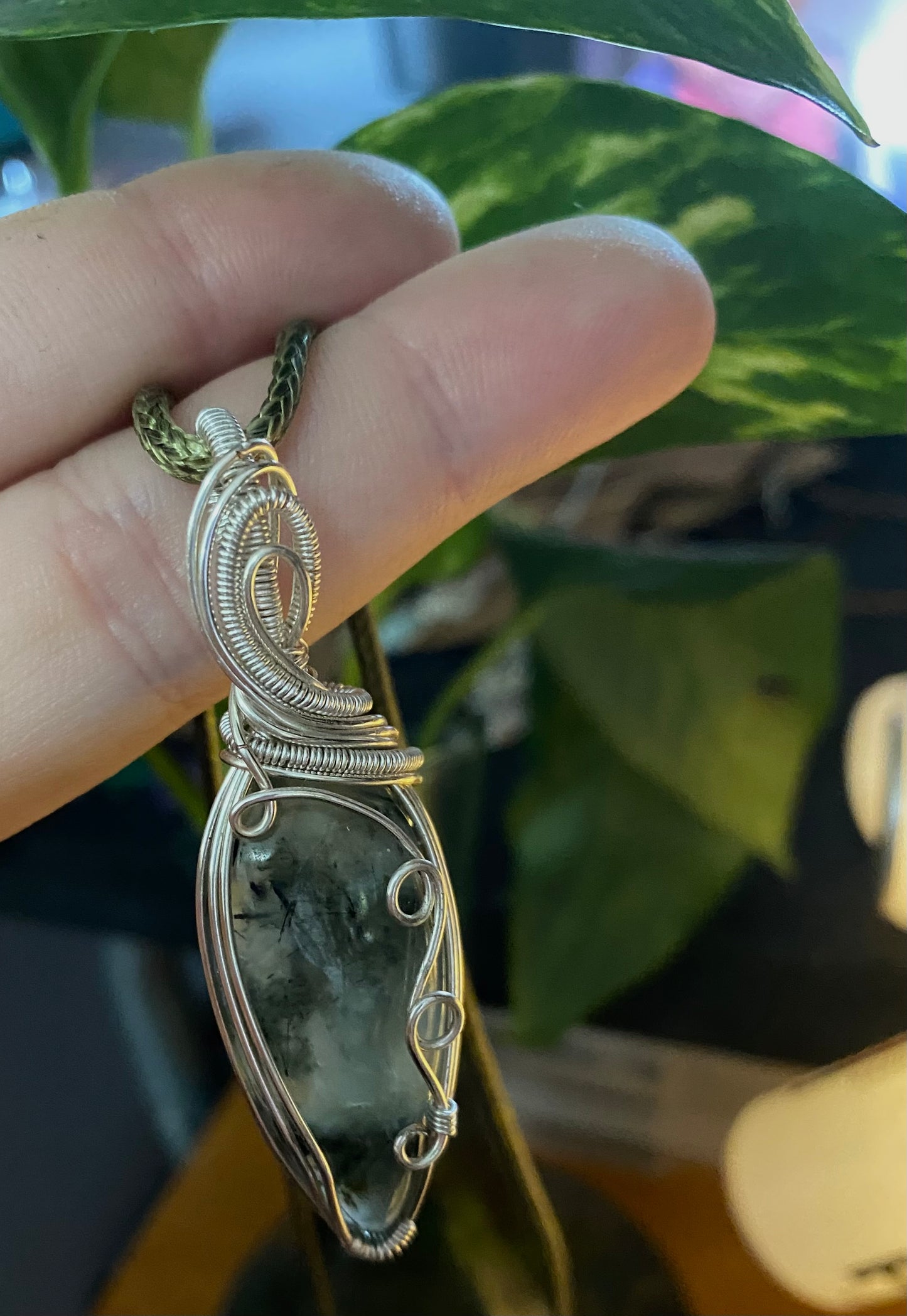 prehnite & epidote pendant