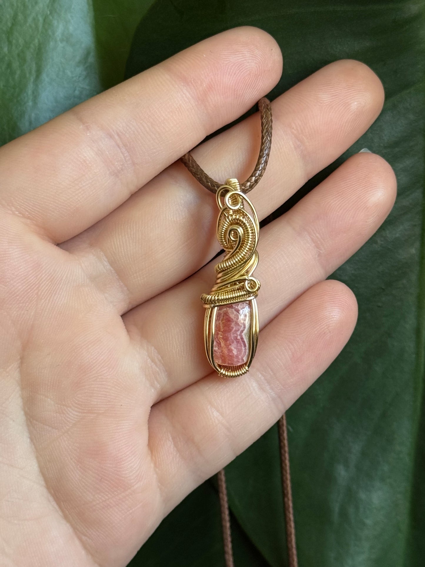 rhodochrosite mini pendant