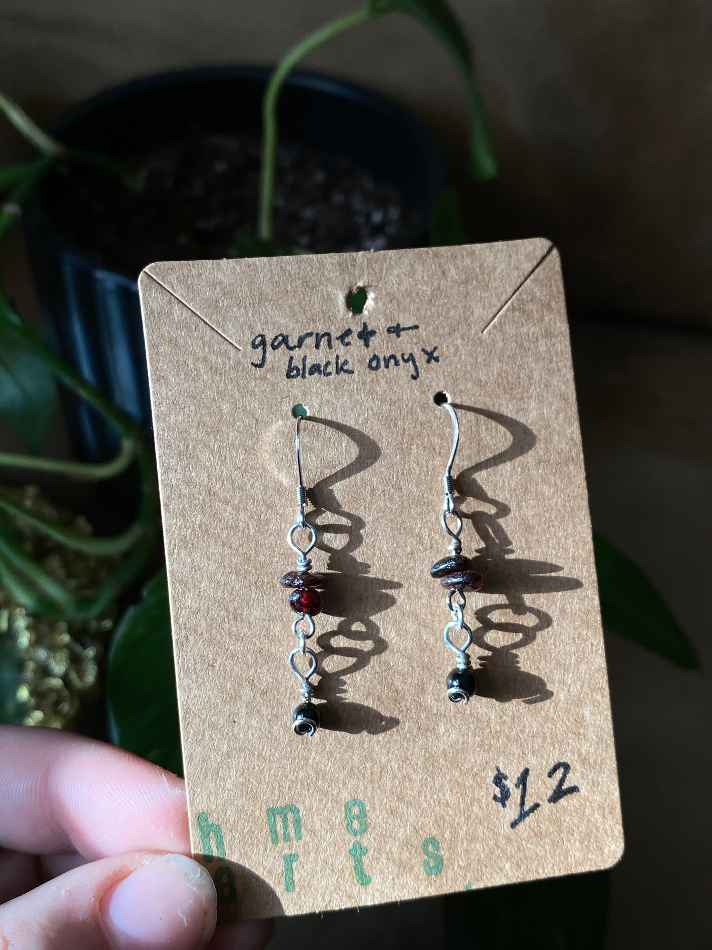 garnet and black onyx earrings