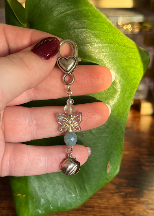 Aquamarine & Butterfly Keychain/Bag Charm