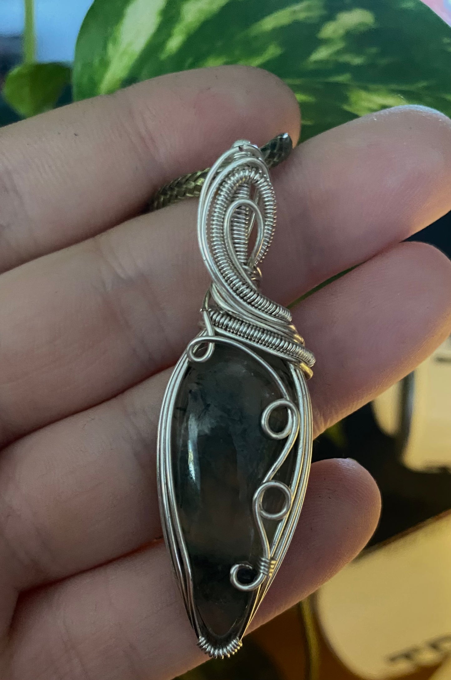 prehnite & epidote pendant