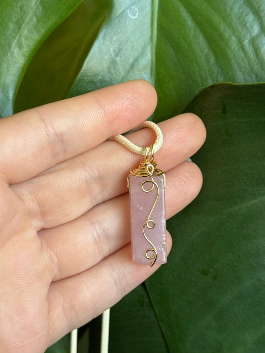simple swirls rose quartz pendant (choose your own)